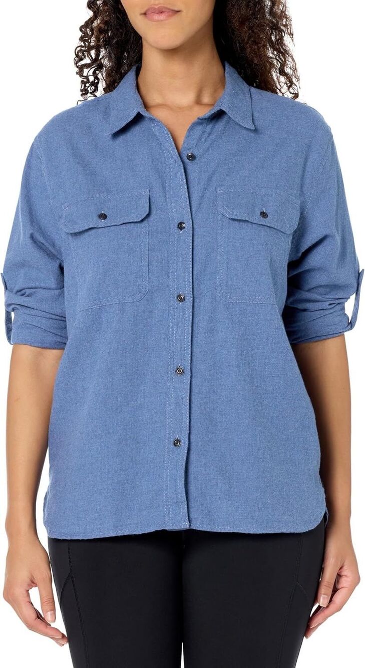 Outerknown Womens Scout Flannel Blue Sz Medium Shirt